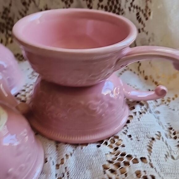 Antique Vintage Taylor Smith & Taylor Pink Oven Serve Ware Handled Small Bowls - Picture 10 of 14